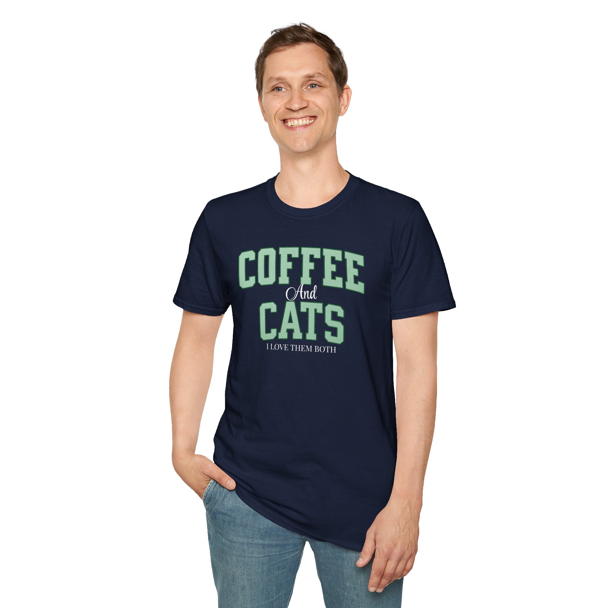 Coffee and Cats T-Shirt — "Coffee and Cats, I Love Them Both" Graphic Tee for Cat & Coffee Lovers