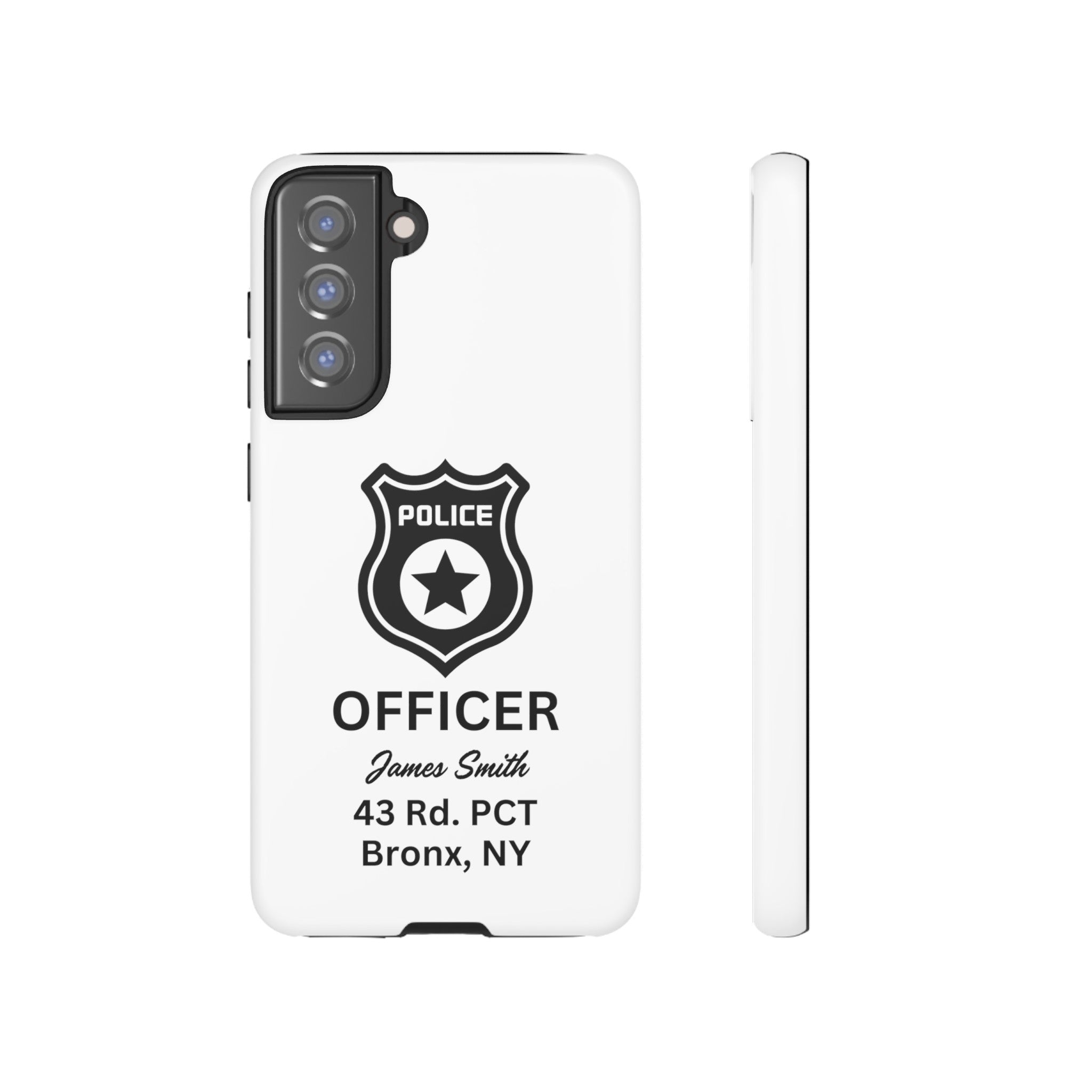 Personalized Police Officer iPhone, Samsung Tough Cases with Officer's Name and Precinct, Gift for Police Officers, Police Appreciation