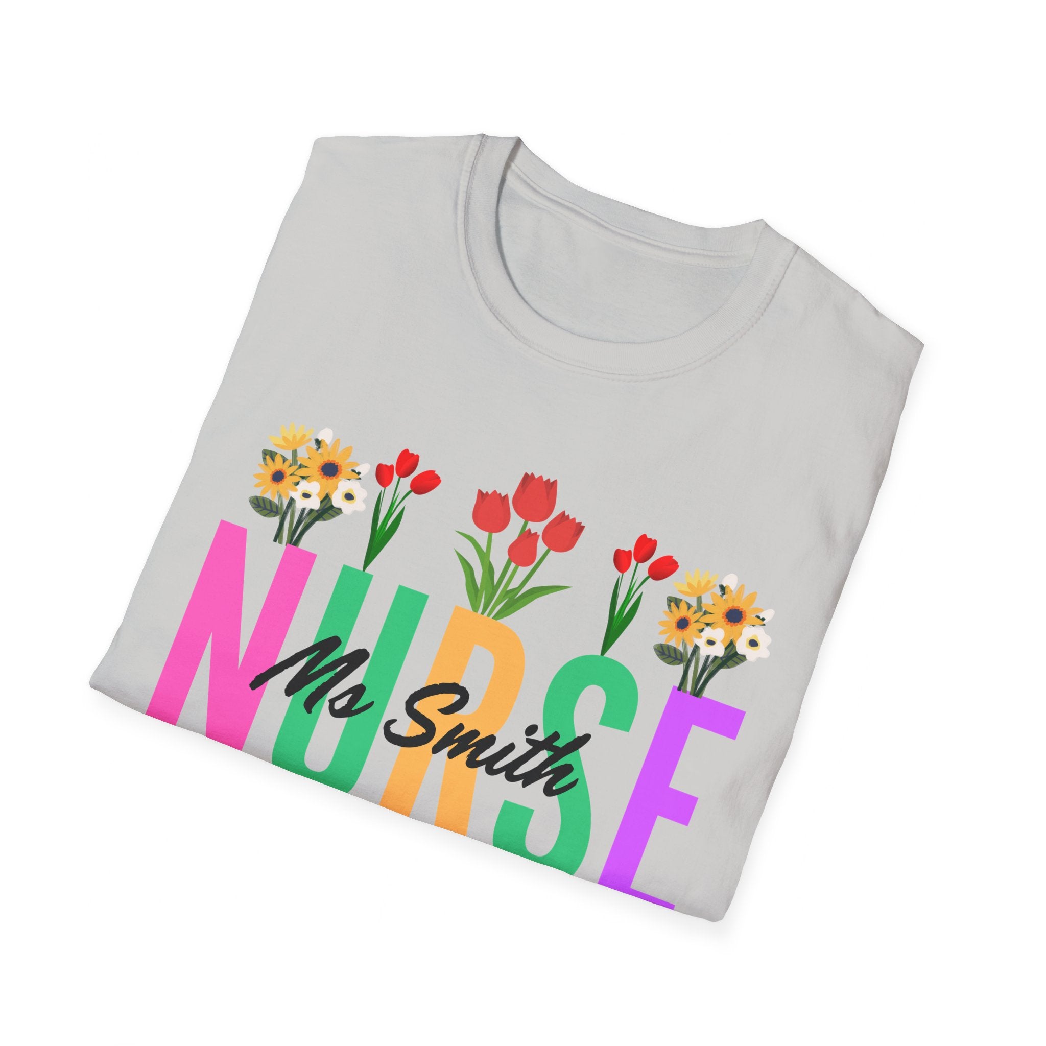 Personalized Floral Nurse Unisex Soft Style T-shirt with Nurse's Name, Gift for Nurse, Nurse's Appreciation, Nurse Shirt, Gift for Nurse, Nurse Graduation