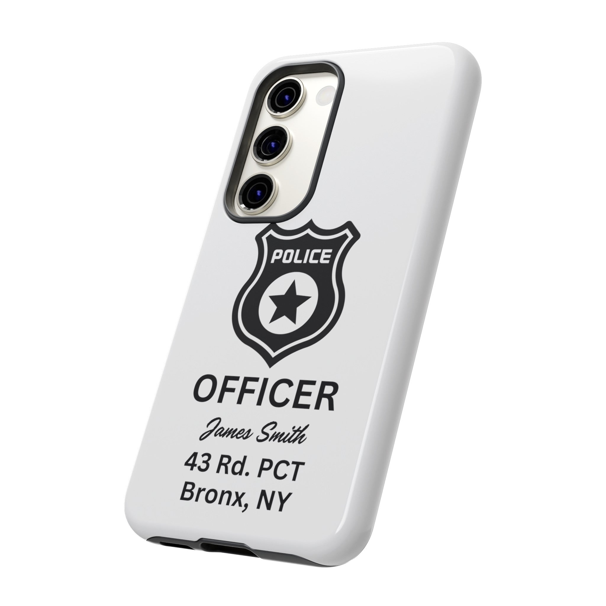 Personalized Police Officer iPhone, Samsung Tough Cases with Officer's Name and Precinct, Gift for Police Officers, Police Appreciation