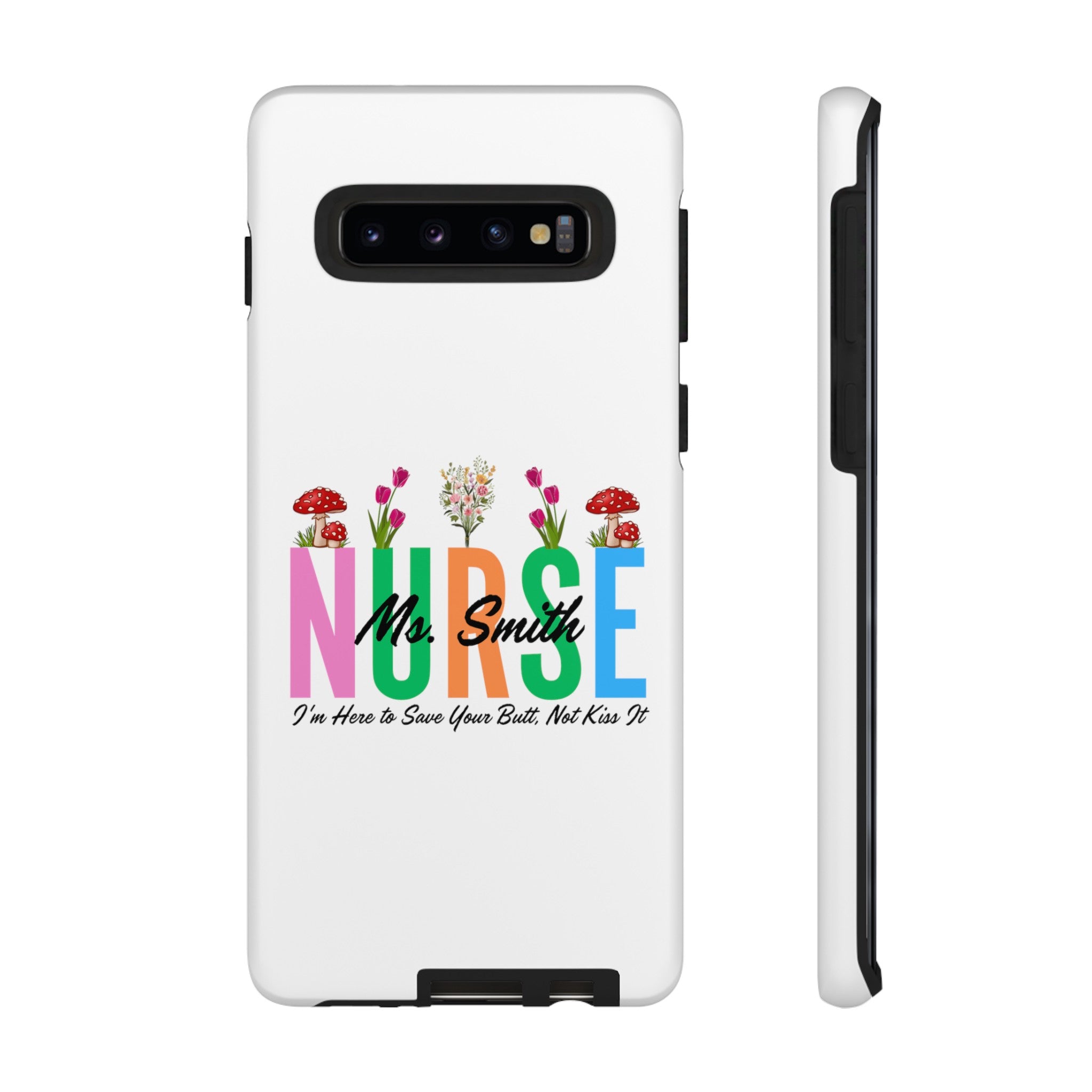 Personalized Floral Nurse iPhones and Samsung Galaxy Tough Cases, Nurse Name, Gift for Nurse, Nurse's Appreciation