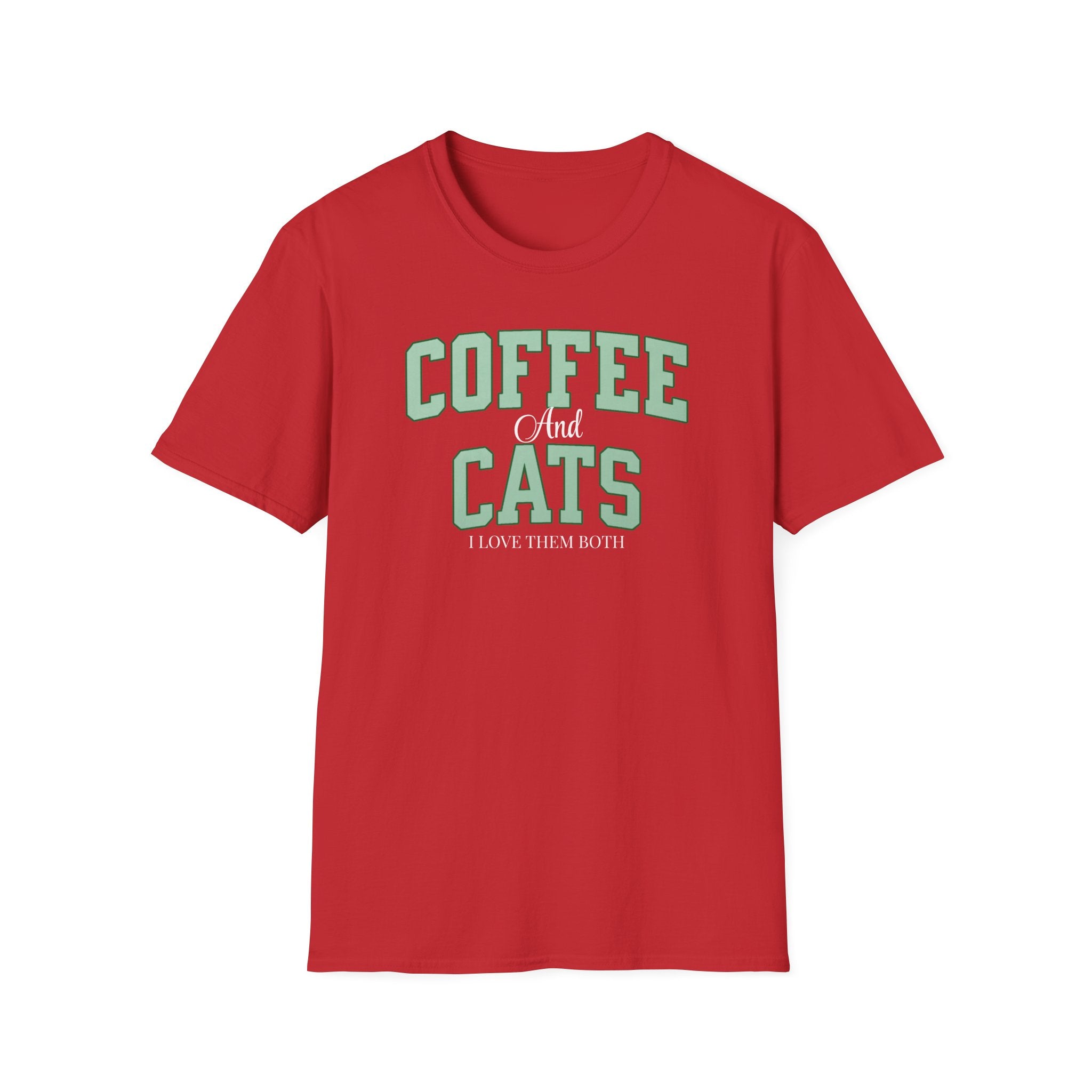 Coffee and Cats T-Shirt — "Coffee and Cats, I Love Them Both" Graphic Tee for Cat & Coffee Lovers