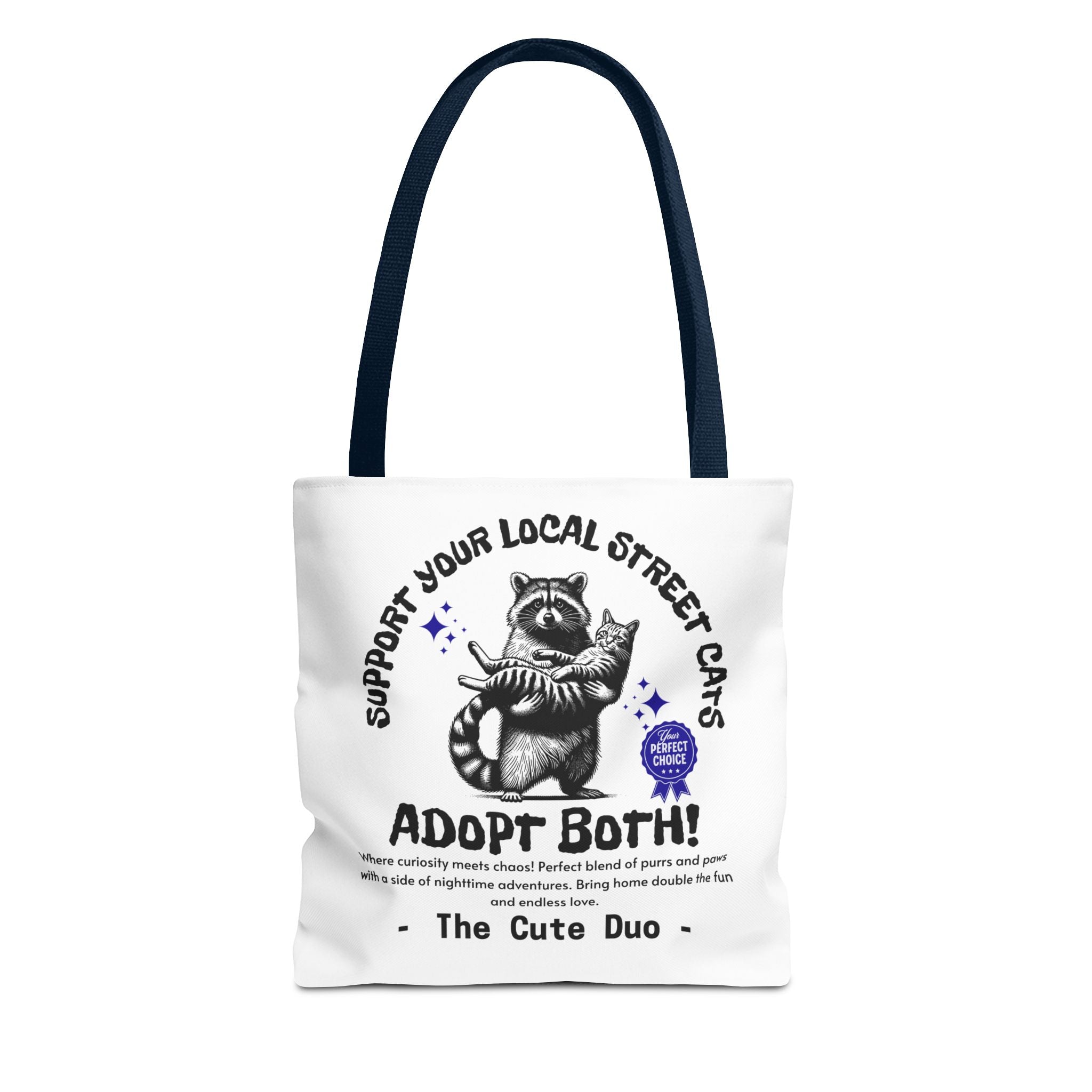 Funny Tote Bag (AOP), Funny Support Your Local Street Cats bag, Gift for Cat Lovers, Funny Raccoons Bag, Gift for Cat Mom