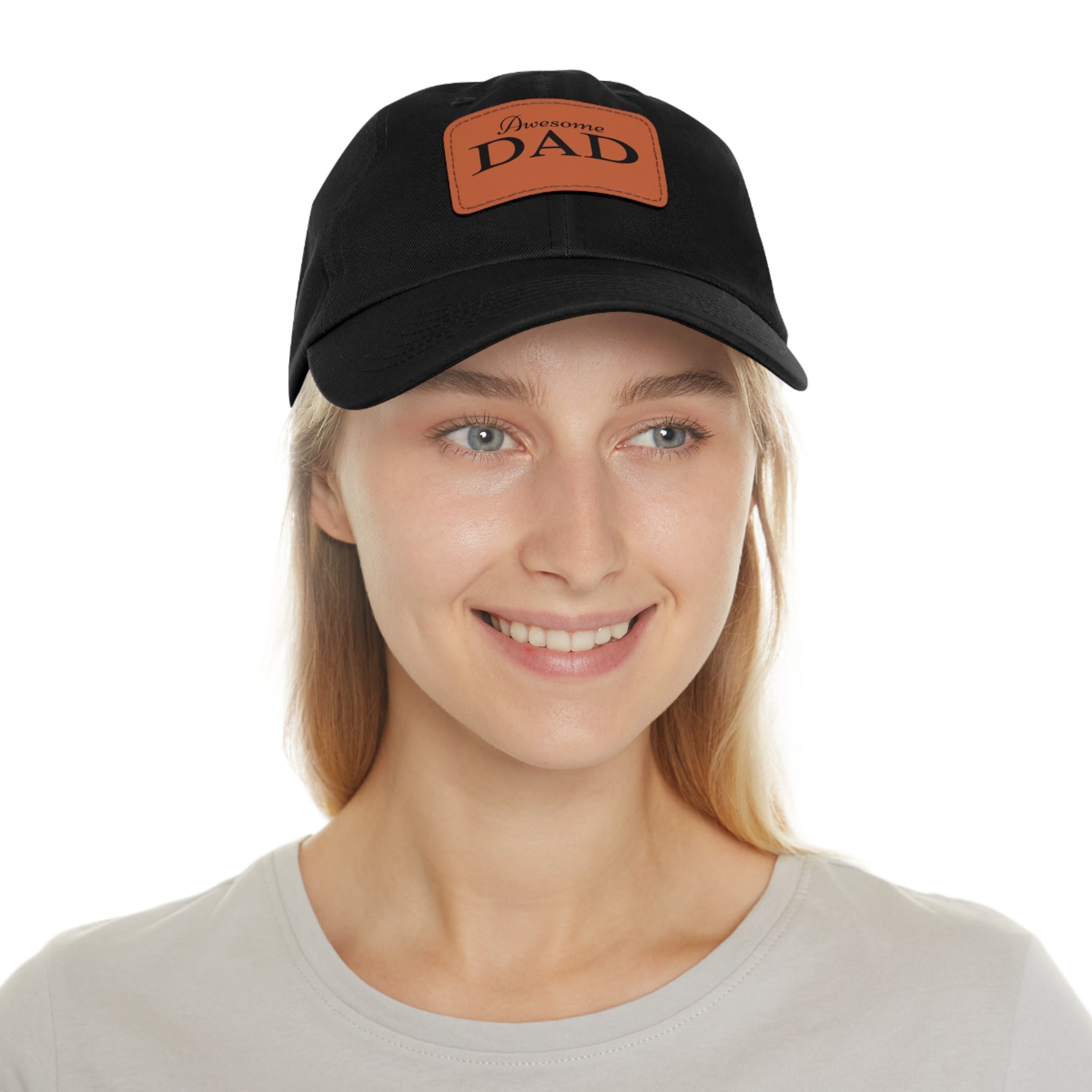 Awesome Dad Hat with Leather Patch (Rectangle), Best Father's Day Gift, Best Gift for Dad, Best Gift for Grandpa, Father's Day Hat