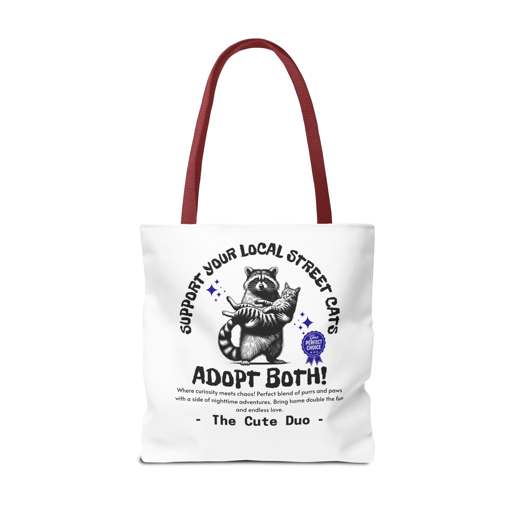 Funny Tote Bag (AOP), Funny Support Your Local Street Cats bag, Gift for Cat Lovers, Funny Raccoons Bag, Gift for Cat Mom