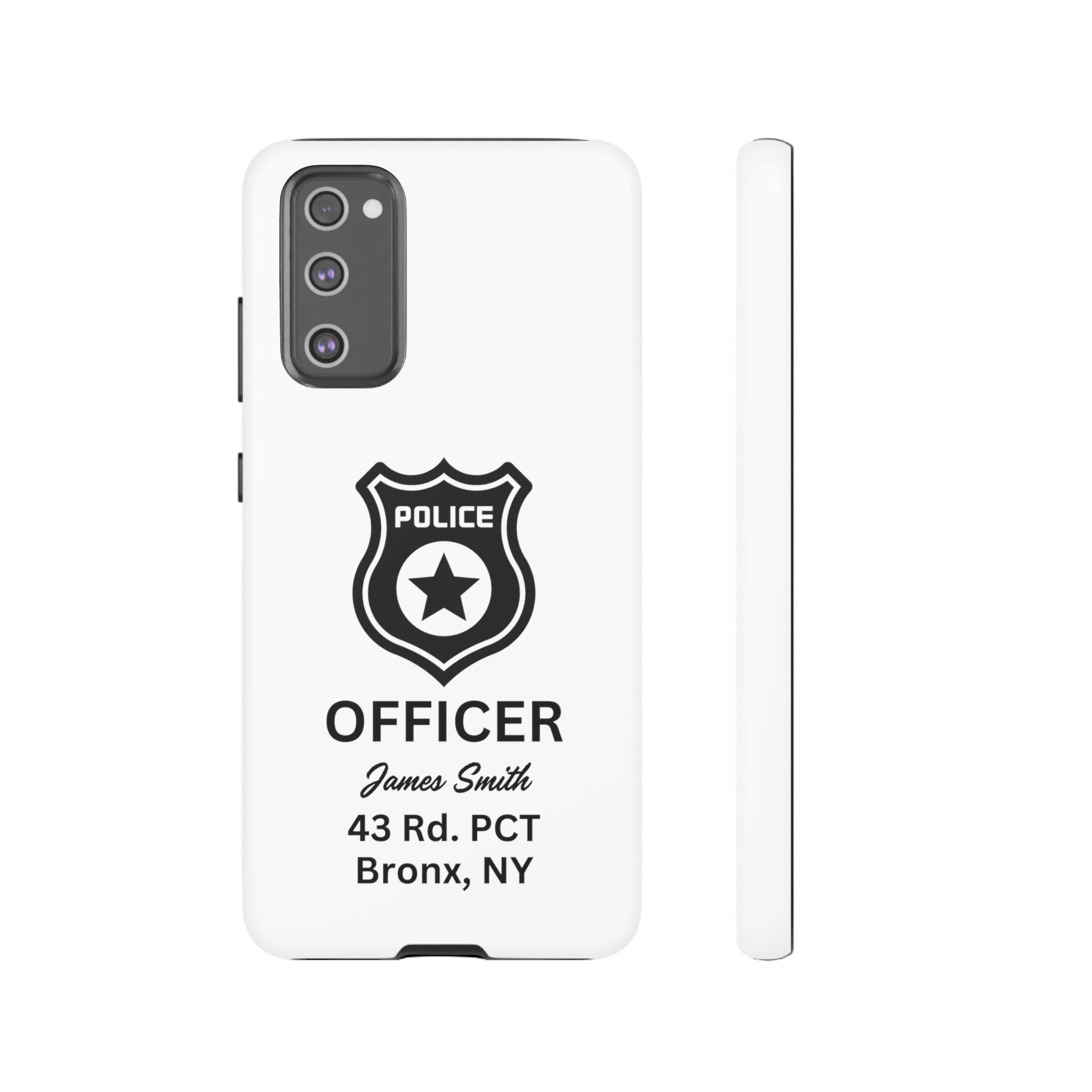 Personalized Police Officer iPhone, Samsung Tough Cases with Officer's Name and Precinct, Gift for Police Officers, Police Appreciation