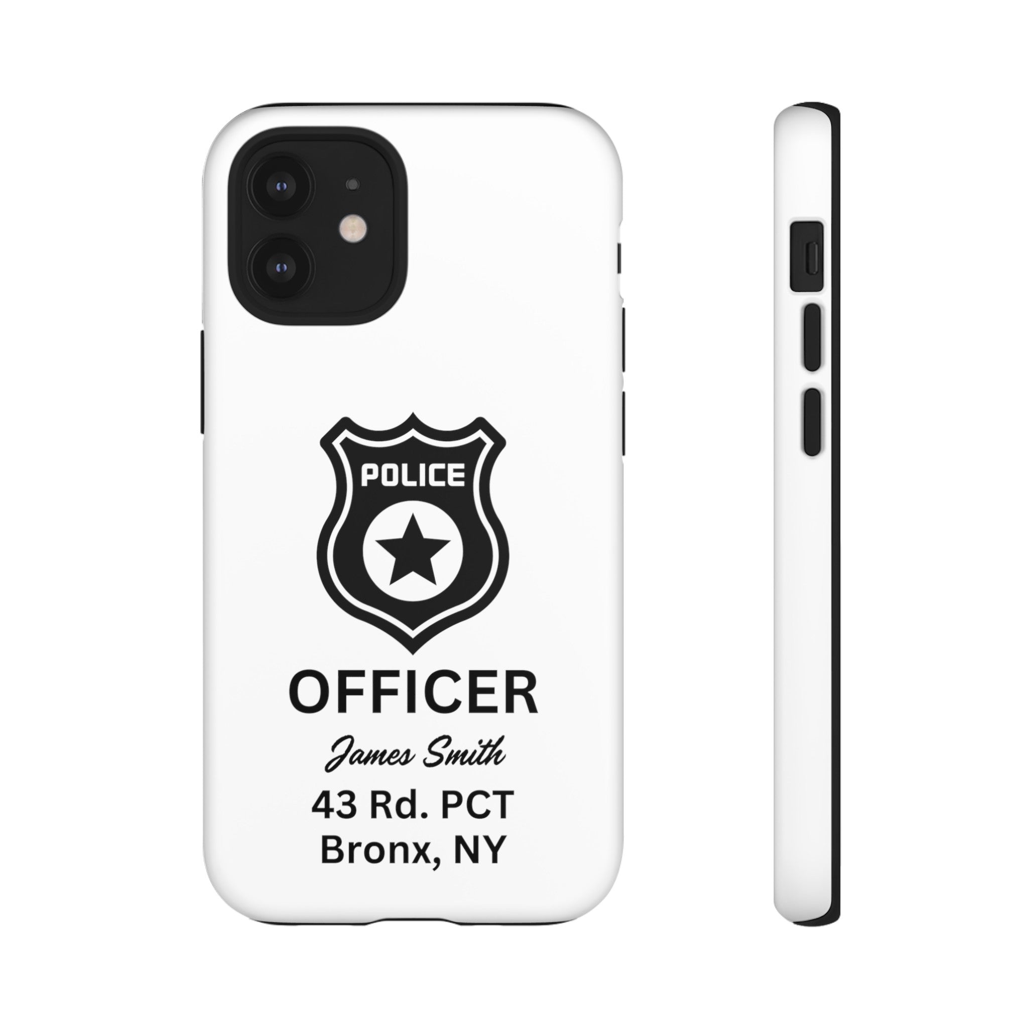 Personalized Police Officer iPhone, Samsung Tough Cases with Officer's Name and Precinct, Gift for Police Officers, Police Appreciation