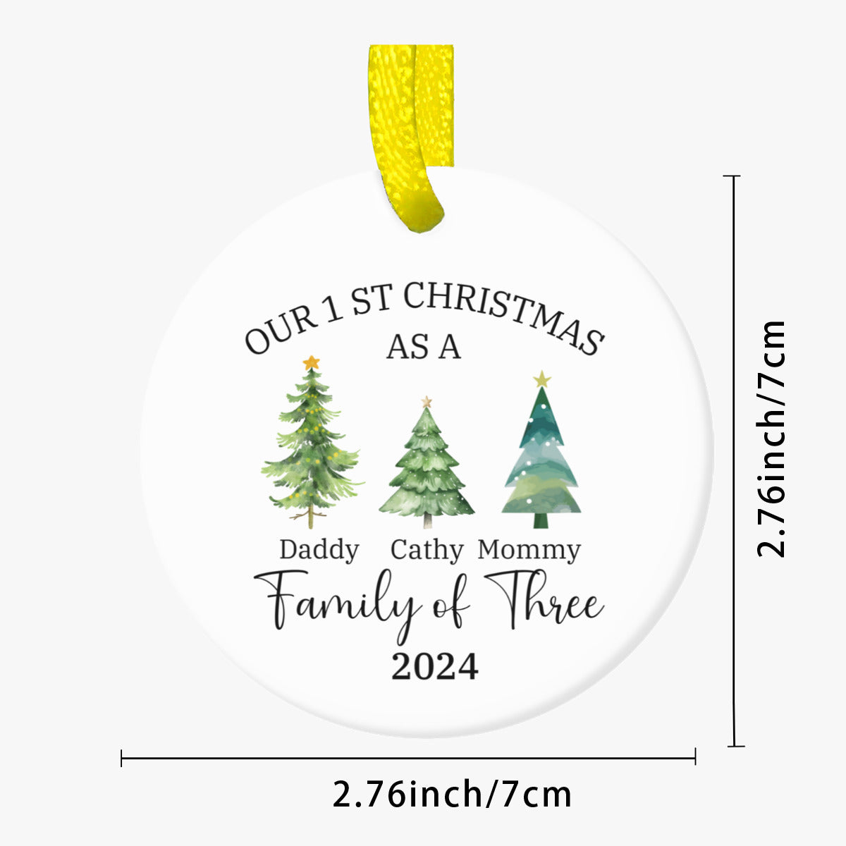 Personalized Ornaments, Family of Three Christmas Ornament, Family of 3-Ornament, First Christmas Ornaments