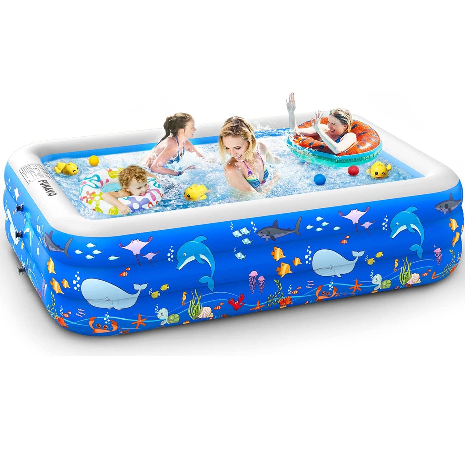 Inflatable Pool for Kids, Kiddie, Toddler, Adults, 100" X 71" X 22" Family Full-Sized Swimming Pool