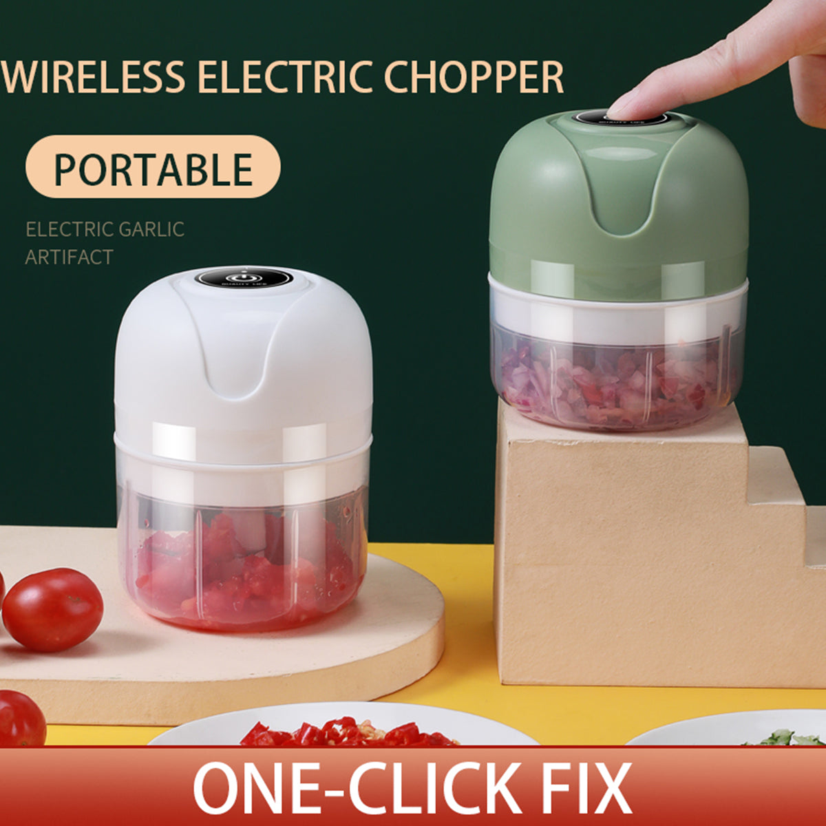 Electric Mini Garlic Chopper, Portable Food Processor, Vegetable Chopper Onion Mincer, Cordless Meat Grinder