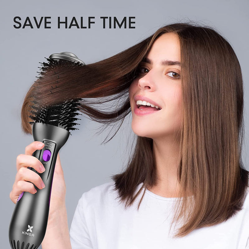 Hair Brush Blow Dryer, One-Step Hair Dryer & Volumizer Styler with Negative Ion Anti-frizz Ceramic Titanium Barrel Hot Air Brush Hair Straightener Brush, Purple Z20