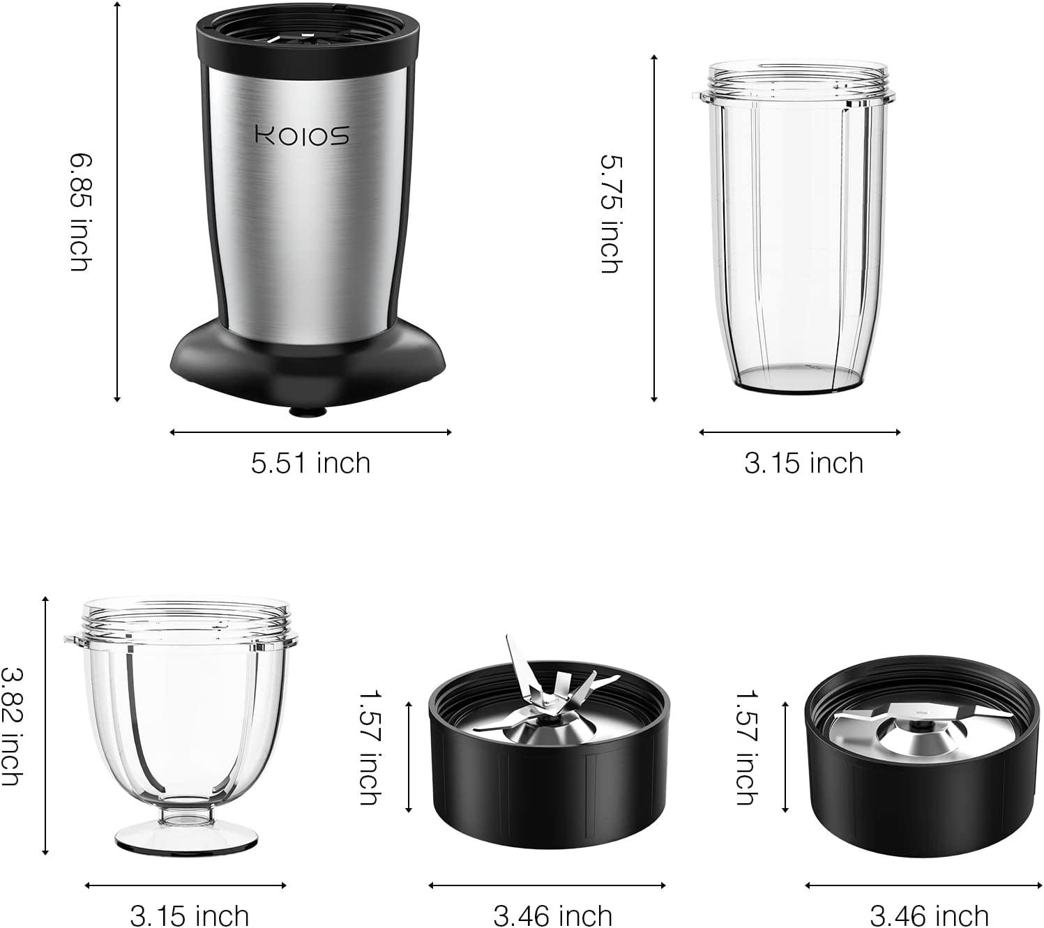 KOIOS 850W Bullet Blender for Shakes and Smoothies, 11 Pieces Personal Smoothie Blenders