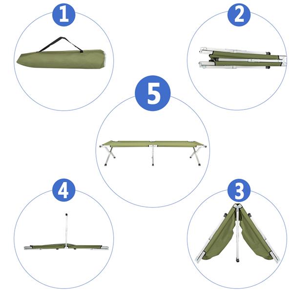 Portable Folding Camping Cot with Carrying Bag Army Green